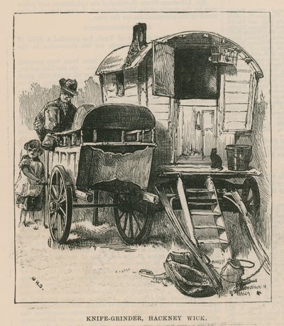 Esquisses de la vie des gitans; Aiguiseur de couteaux, Hackney Wick - William Heysham Overend