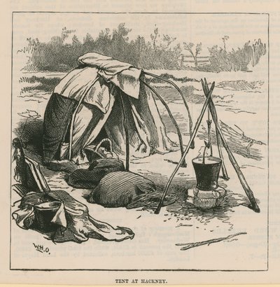 Croquis de la vie des gitans; tente à Hackney - William Heysham Overend