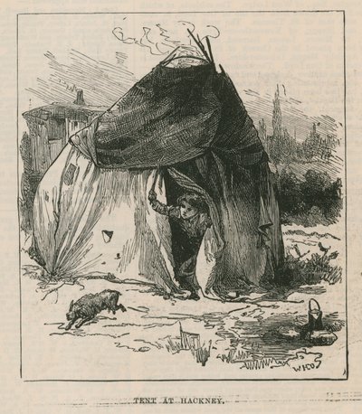 Esquisses de la vie des gitans; tente à Hackney - William Heysham Overend