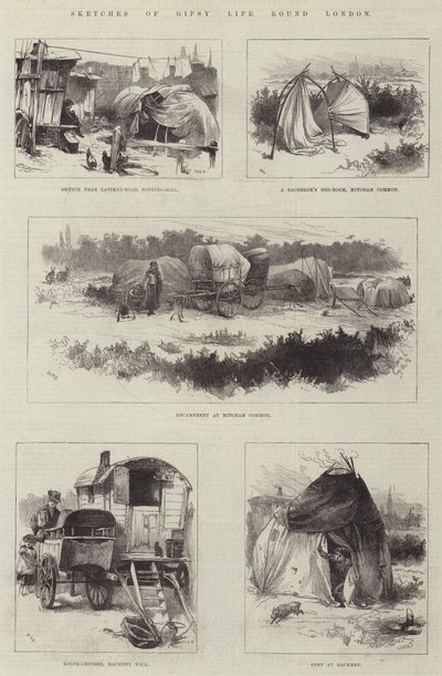 Croquis de la vie des gitans autour de Londres - William Heysham Overend