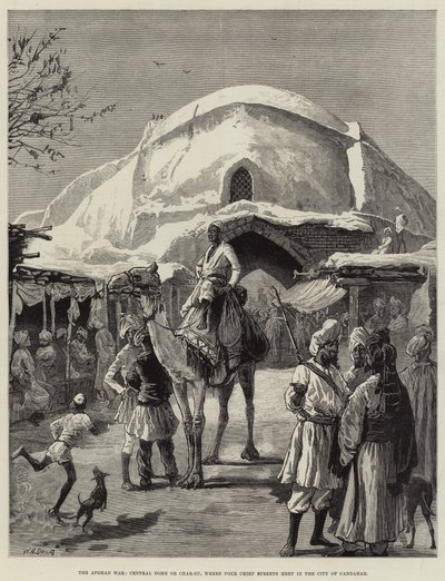La guerre afghane, dôme central ou Char-Su, où se rencontrent quatre rues principales dans la ville de Candahar - William Heysham Overend