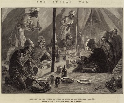 La guerre afghane, tente de mess du quatrième bataillon de fusiliers à Basawul - William Heysham Overend