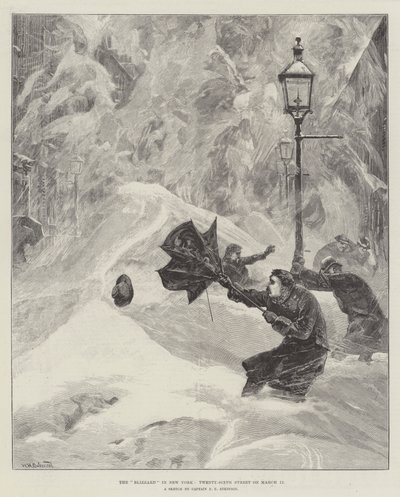 La tempête de neige à New York, rue Vingt-Six le 12 mars - William Heysham Overend