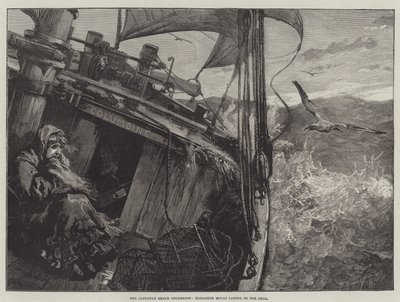 Le Naufragé Smack Columbine, Elizabeth Mouat attachée au pont - William Heysham Overend