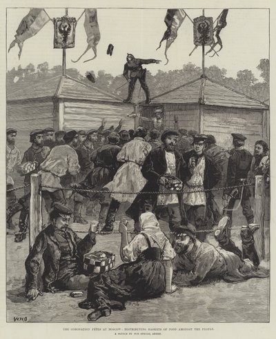Les fêtes de couronnement à Moscou, distribution de paniers de nourriture parmi le peuple - William Heysham Overend