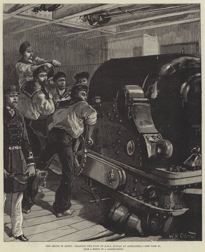 La crise en Égypte, entraînement des canons du HMS Sultan à Alexandrie - William Heysham Overend