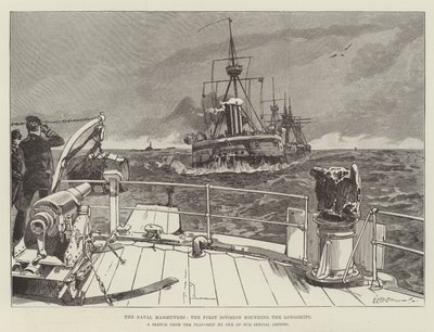 Les manœuvres navales, la première division contournant les Longships - William Heysham Overend