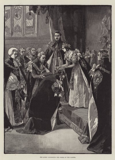 La reine conférant l