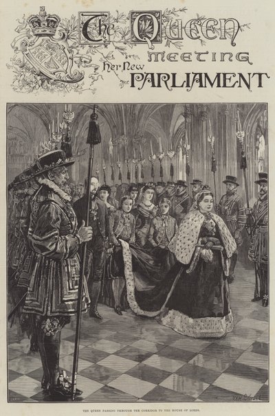 La Reine rencontrant son Nouveau Parlement, passant par le Corridor vers la Chambre des Lords - William Heysham Overend