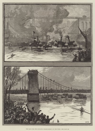 La Course pour le Championnat de Rameurs, sur la Tyne - William Heysham Overend