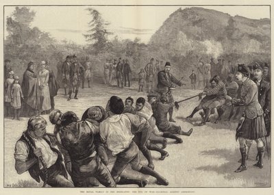 La Famille Royale dans les Highlands, la Tir à la Corde - Balmoral contre Abergeldie - William Heysham Overend