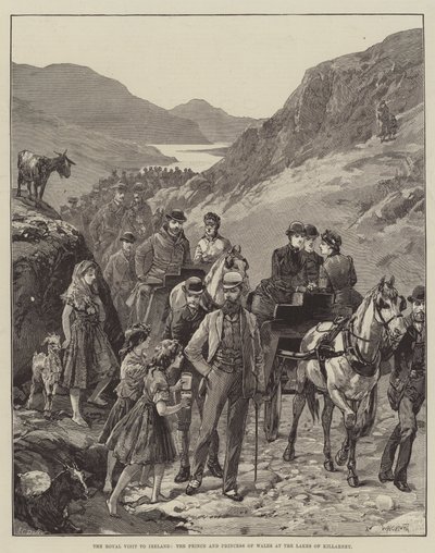 La visite royale en Irlande, le prince et la princesse de Galles aux lacs de Killarney - William Heysham Overend