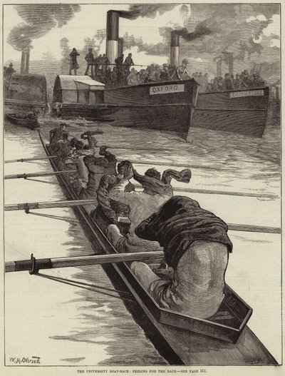 La course de bateaux universitaires, préparation pour la course - William Heysham Overend