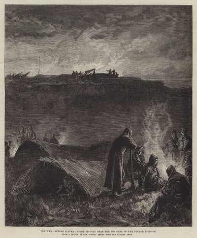 La Guerre, avant Plevna; Bivouac nocturne près des gros canons de la quatrième division - William Heysham Overend