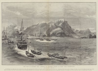 La guerre en Asie orientale, débarquement des troupes japonaises au promontoire de Shan Tung - William Heysham Overend