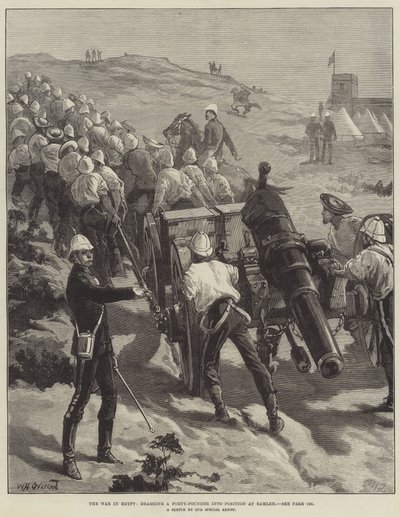 La guerre en Égypte, traînant un canon de quarante livres en position à Ramleh - William Heysham Overend