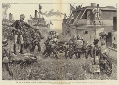 La guerre au Soudan, départ pour Khartoum, Sir Charles Wilson, avec une escorte du régiment de Sussex, embarquant à Gubat, pour remonter le Nil - William Heysham Overend