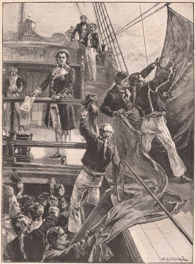 La mutinerie à Spithead : abaissement du drapeau rouge, 1797 - William Heysham Overend