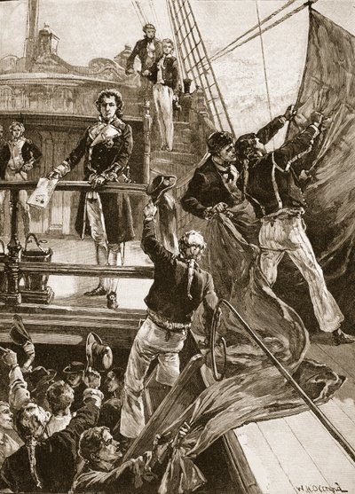 La mutinerie à Spithead : abaissement du drapeau rouge sur le 