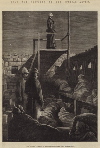 Croquis de la guerre zouloue, Tout va bien !, Croquis au poste de Bromhead, Nouveau Fort, Rorke