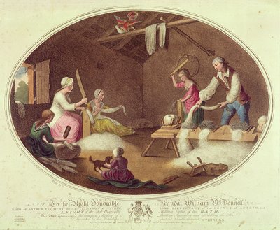 La méthode commune de battage, de teillage et de peignage du lin, planche IV de 
