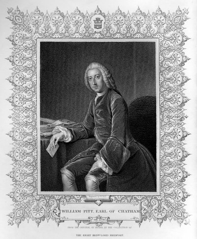 Portrait de William Pitt, 1er comte de Chatham, gravé par William Holl le Jeune (1807-71) - William Hoare