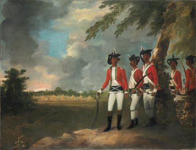 Camp de mille hommes formé par Augustus Cleveland à trois miles de Bhagalpur, avec son manoir au loin - William Hodges