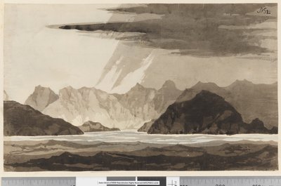 Page 32a Vue, possiblement de Dusky Bay, Nouvelle-Zélande - William Hodges
