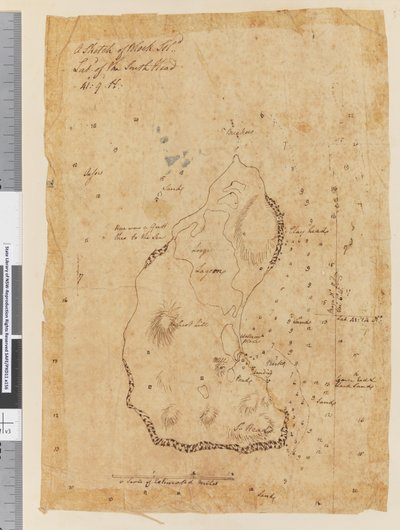 Page 37a Croquis de Block Island, latitude de South Head 41: 9 N - William Hodges