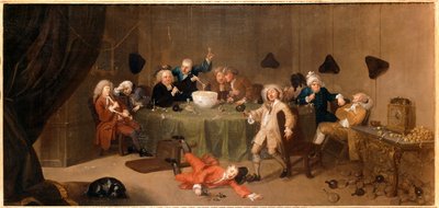 Une conversation moderne de minuit ... (huile sur toile) - William Hogarth