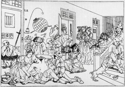 Bedlam, institution mentale, gravure de la série Le progrès du libertin - William Hogarth