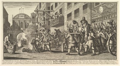 Brûler les croupions à Temple Bar Douze grandes illustrations pour Hudibras de Samuel Butler, 1725-68 - William Hogarth