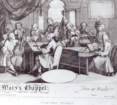 Billet de concert pour la chapelle de Marie - William Hogarth