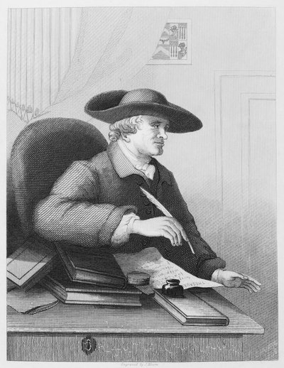 Dr Thomas Morell, le savant et imprimeur. Il est connu pour être un librettiste et a écrit le compte rendu le plus détaillé de la collaboration avec Handel. Gravure de J Moore d