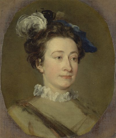 Fille au chapeau à plumes, c.1740 - William Hogarth