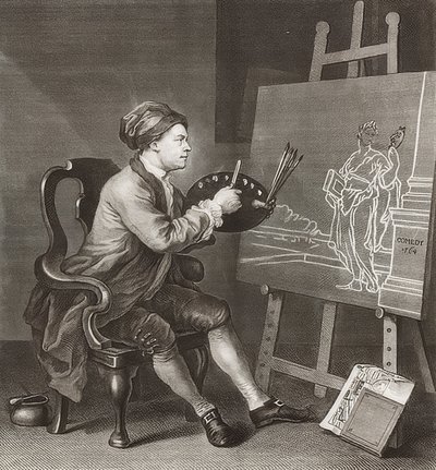 Hogarth peignant la Muse comique - William Hogarth