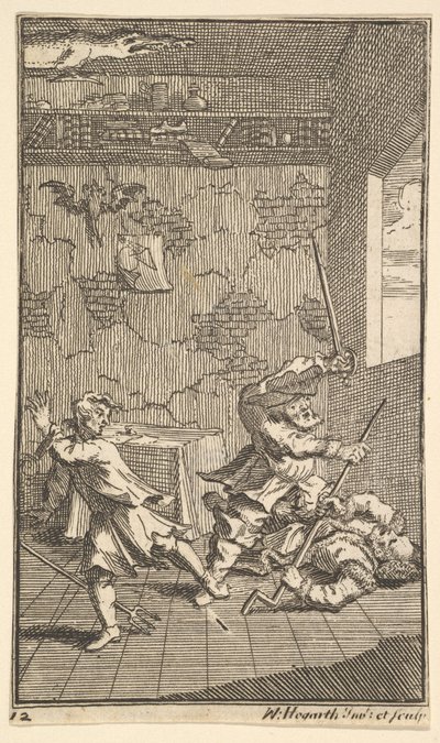 Hudibras battant Sidrophel et Whachum, Dix-sept petites illustrations pour Samuel Butler, 1721-26 - William Hogarth