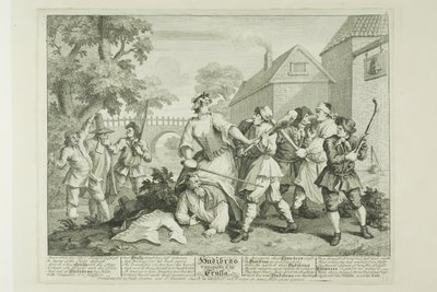 Hudibras vaincu par Trulla, cinquième planche de Hudibras - William Hogarth