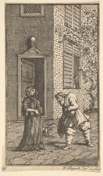 Hudibras courtisant la veuve Dix-sept petites illustrations pour Hudibras de Samuel Butler..., 1721-26 - William Hogarth