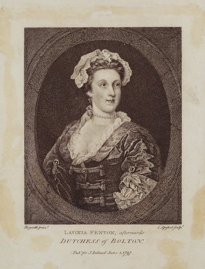 Lavinia Fenton, plus tard Duchesse de Bolton, gravée par Cornelius Apostool (1762-1844), 1797 - William Hogarth