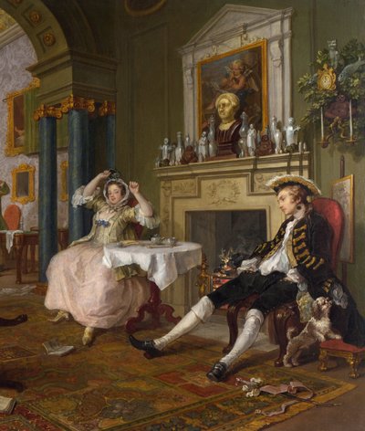 Mariage à la Mode : II- Le Tête-à-Tête, vers 1743 (détail) - William Hogarth