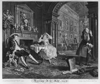 Mariage à la mode, Planche II, Le Tête-à-tête, 1745 - William Hogarth