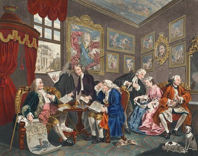 Mariage à la mode, planche I, Le contrat de mariage, illustration de 