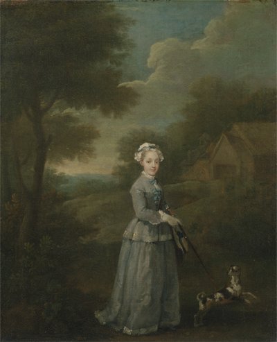 Mlle Wood avec son chien, c.1730 - William Hogarth