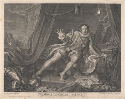 M. Garrick dans le rôle de Richard III - "Richard III," Acte V, Scène VII - William Hogarth