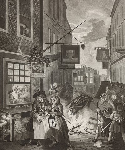 Nuit. De : Les quatre moments de la journée - William Hogarth