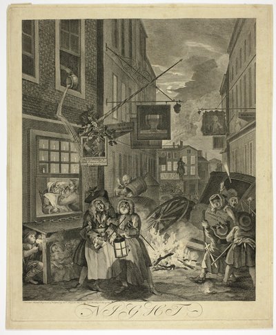 Nuit, quatrième planche de Les Quatre Moments de la Journée - William Hogarth