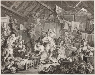 Actrices ambulantes se changeant dans une grange - William Hogarth