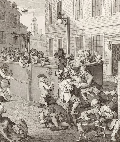 La première étape de la cruauté. De: Les quatre étapes de la cruauté - William Hogarth