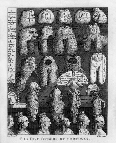 Les cinq ordres des perruques de George III par William Hogarth - William Hogarth